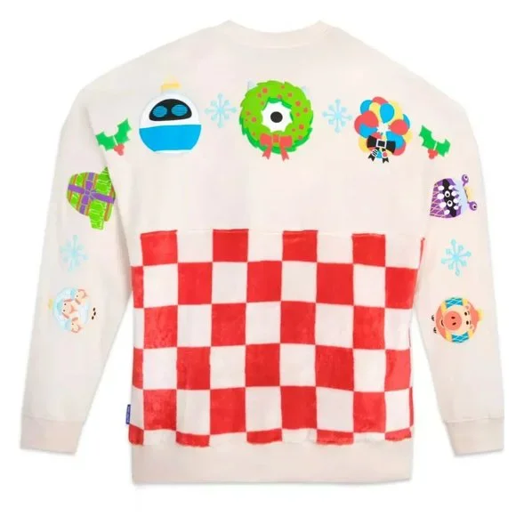 XL NEW 2022 Disney Pixar Christmas Ornament Checkered Fleece Spirit Jersey NWT